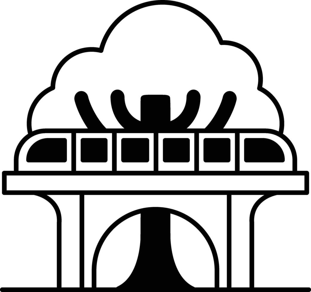 train is crossing a bridge over a tree vector