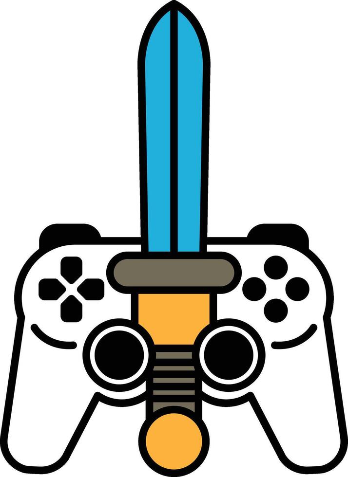 A game controller with a sword on top of it vector