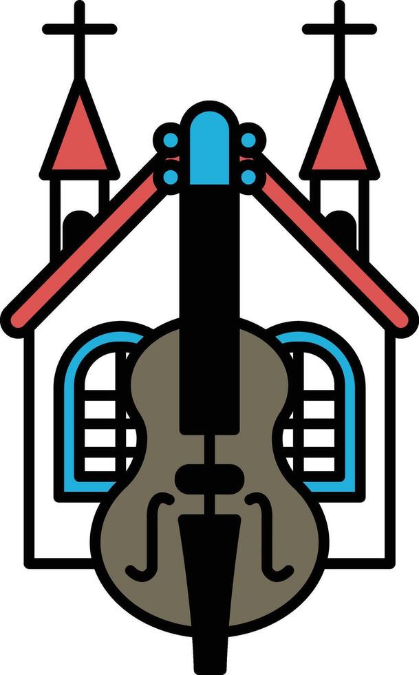 guitar is placed in front of a church vector