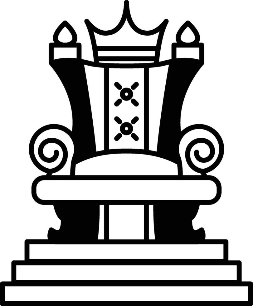 cartoon drawing of a throne with a crown on top vector