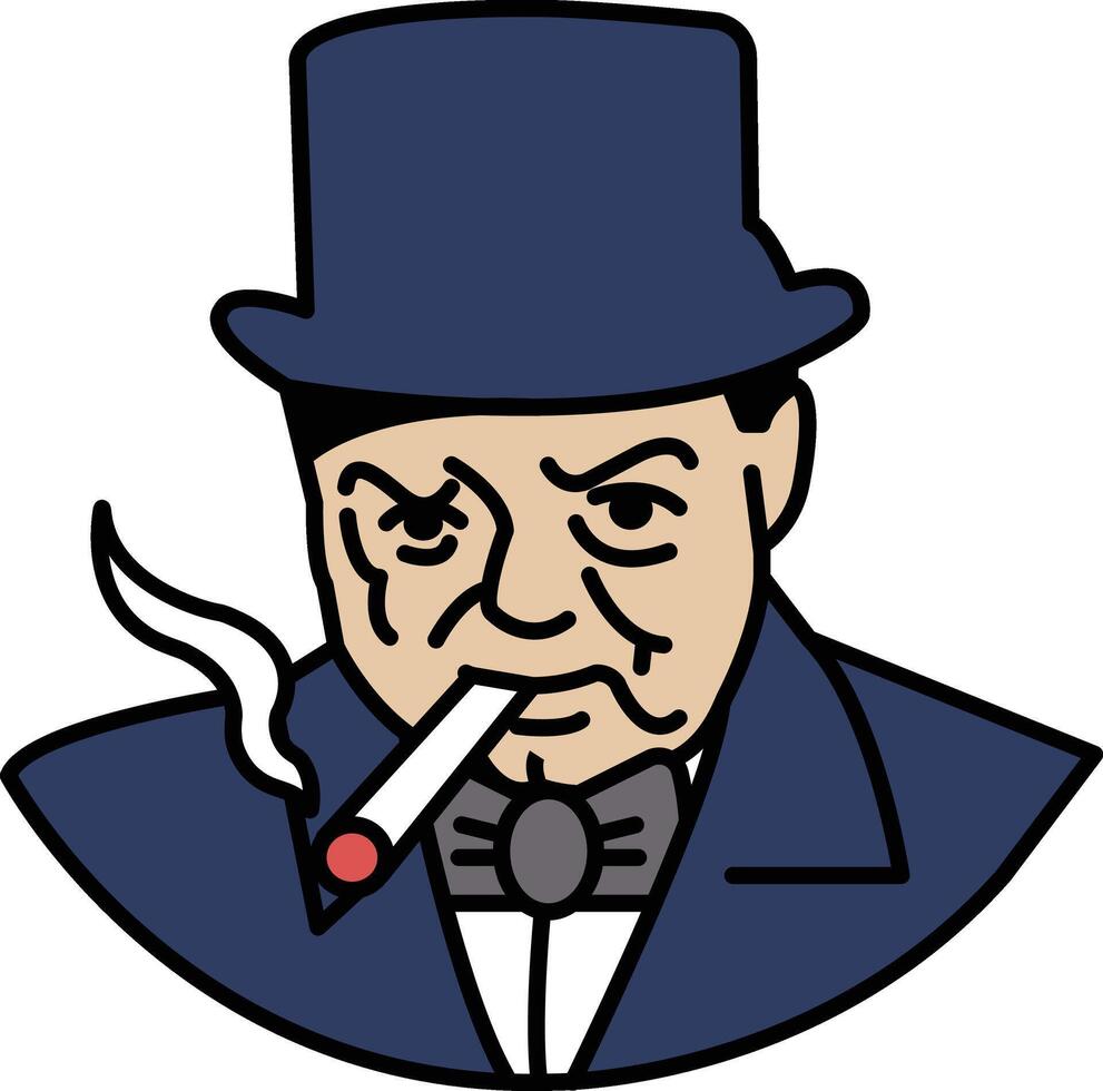A man in a top hat smokes a cigarette vector