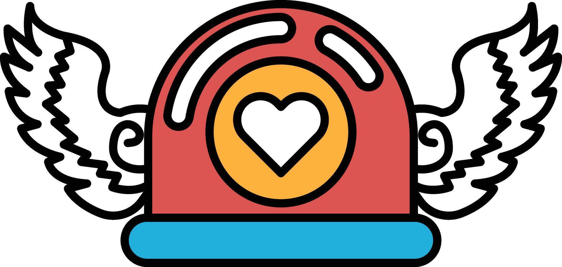 A red hat with a heart and wings on it vector