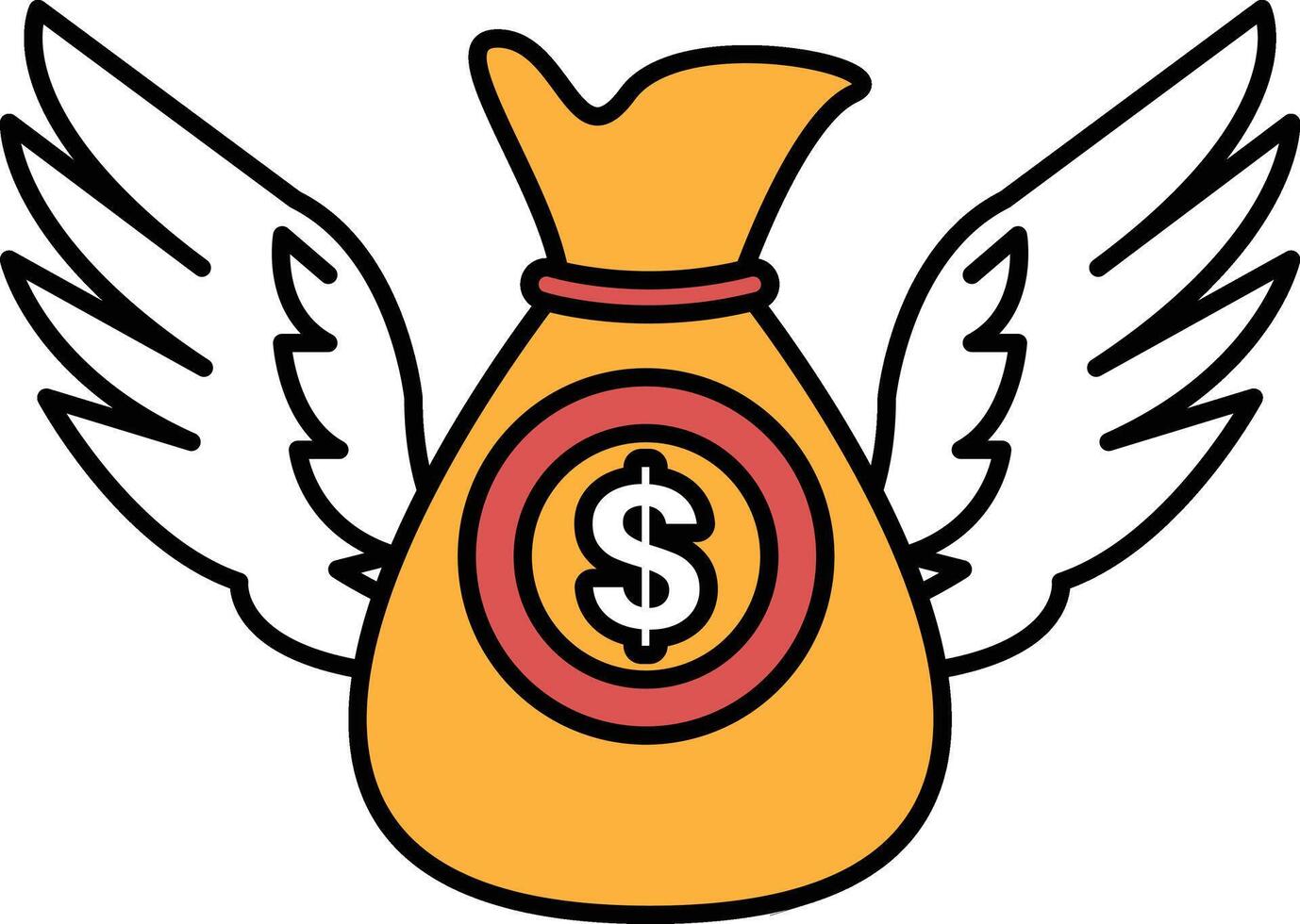 A bag with a dollar sign on it is being carried by two wings vector