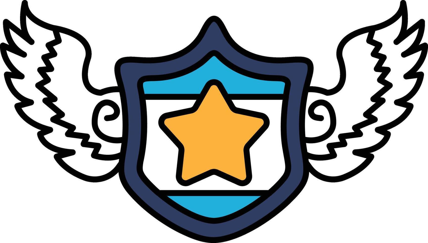 shield with a star and wings on it vector