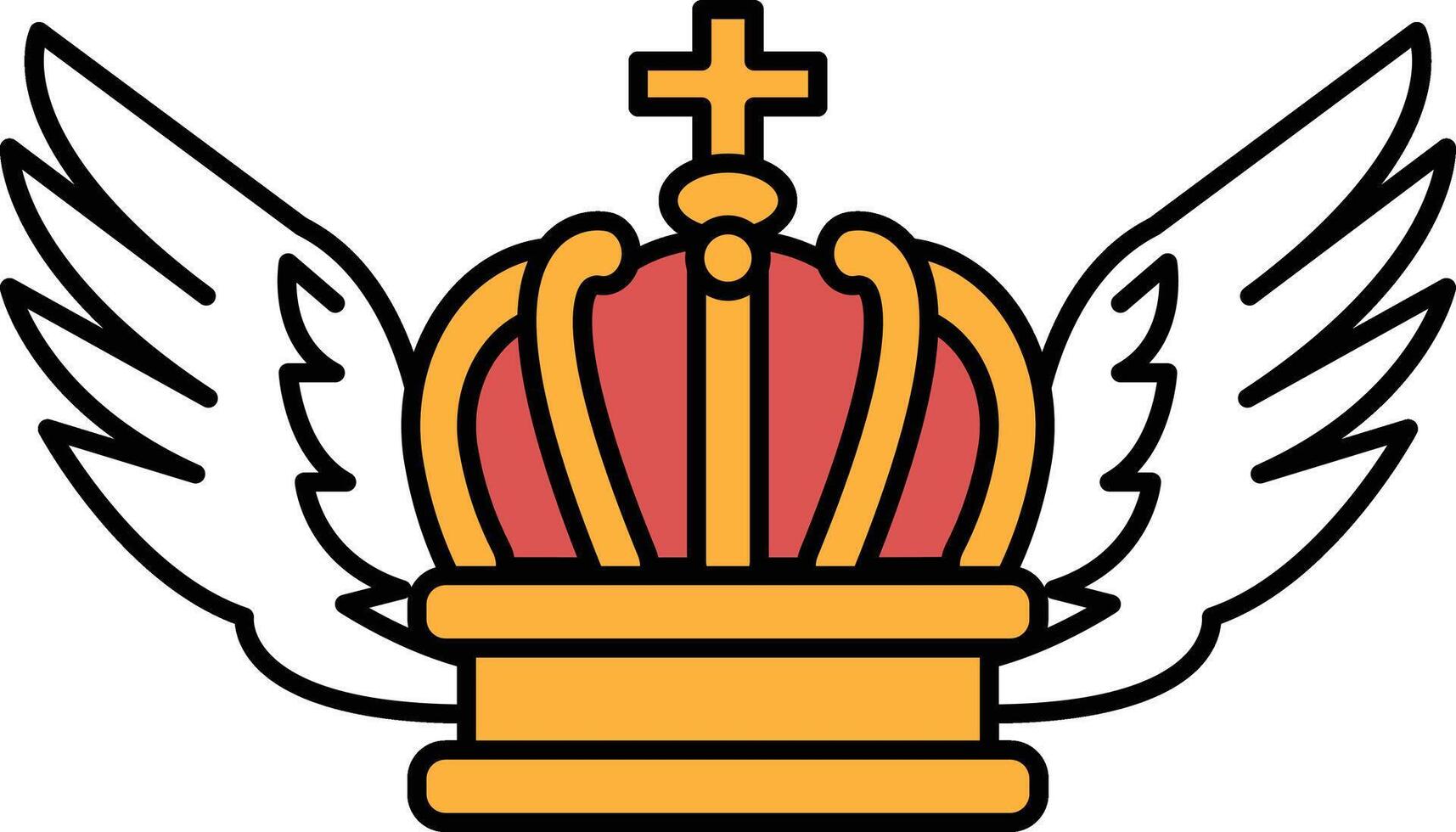 A crown with a cross on top and wings on either side vector