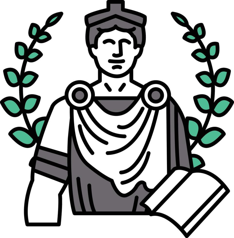 A man is depicted in a drawing with a book in his hand vector