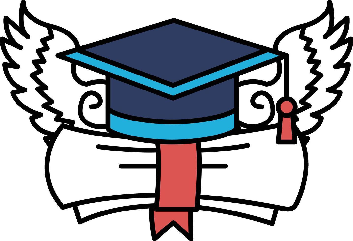 A graduation cap is on top of a stack of books vector