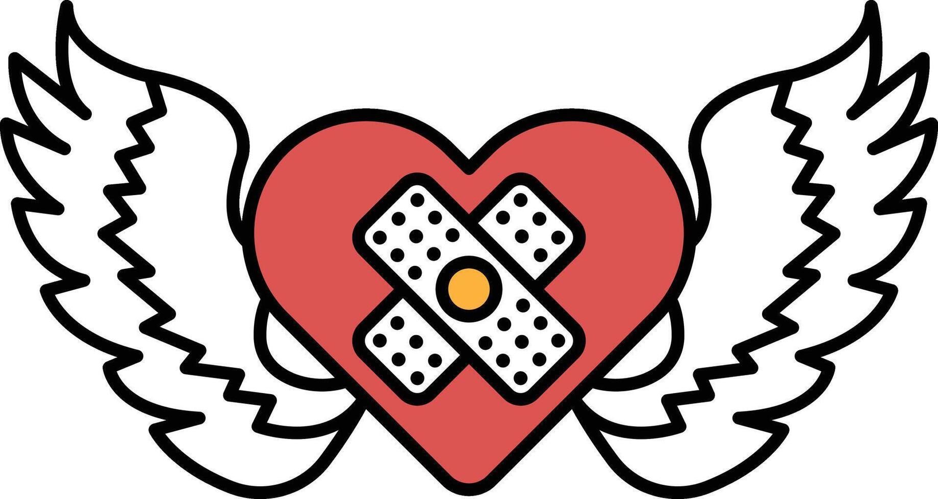 A heart with wings and a cross on it vector
