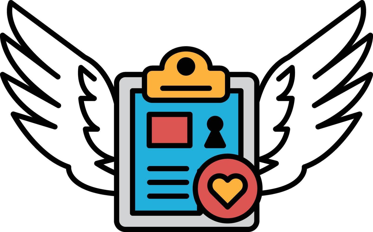 A white and blue clipboard with a red heart and a picture of a person vector