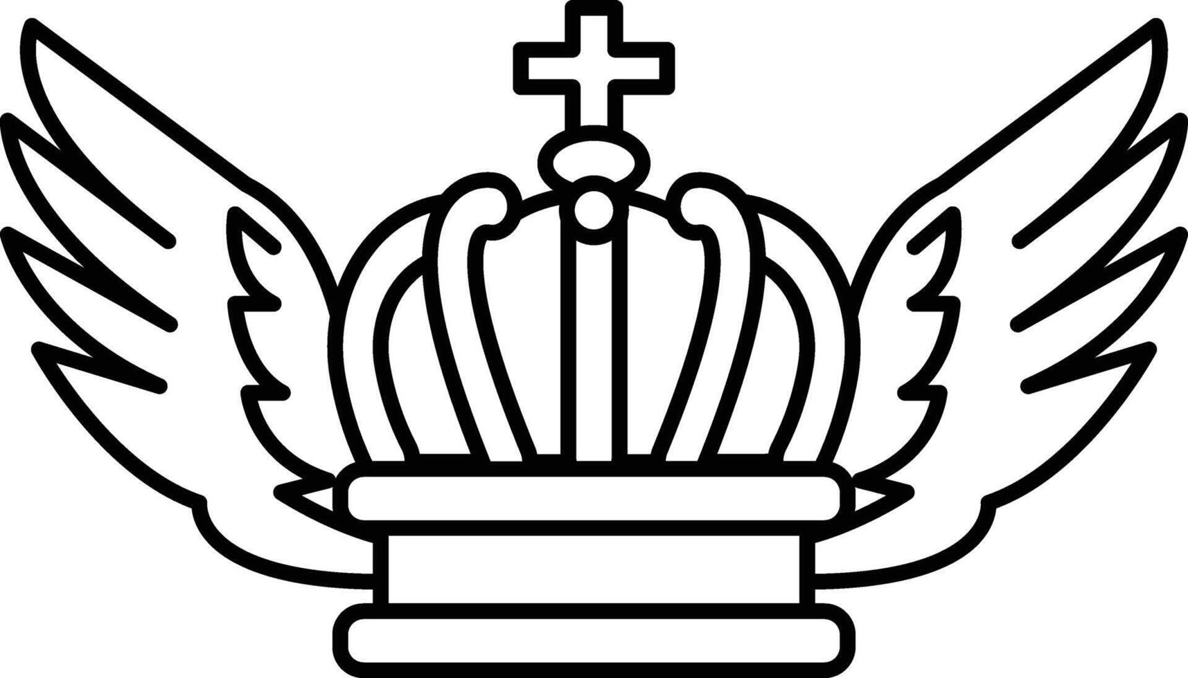 crown with a cross on top and wings on either side vector