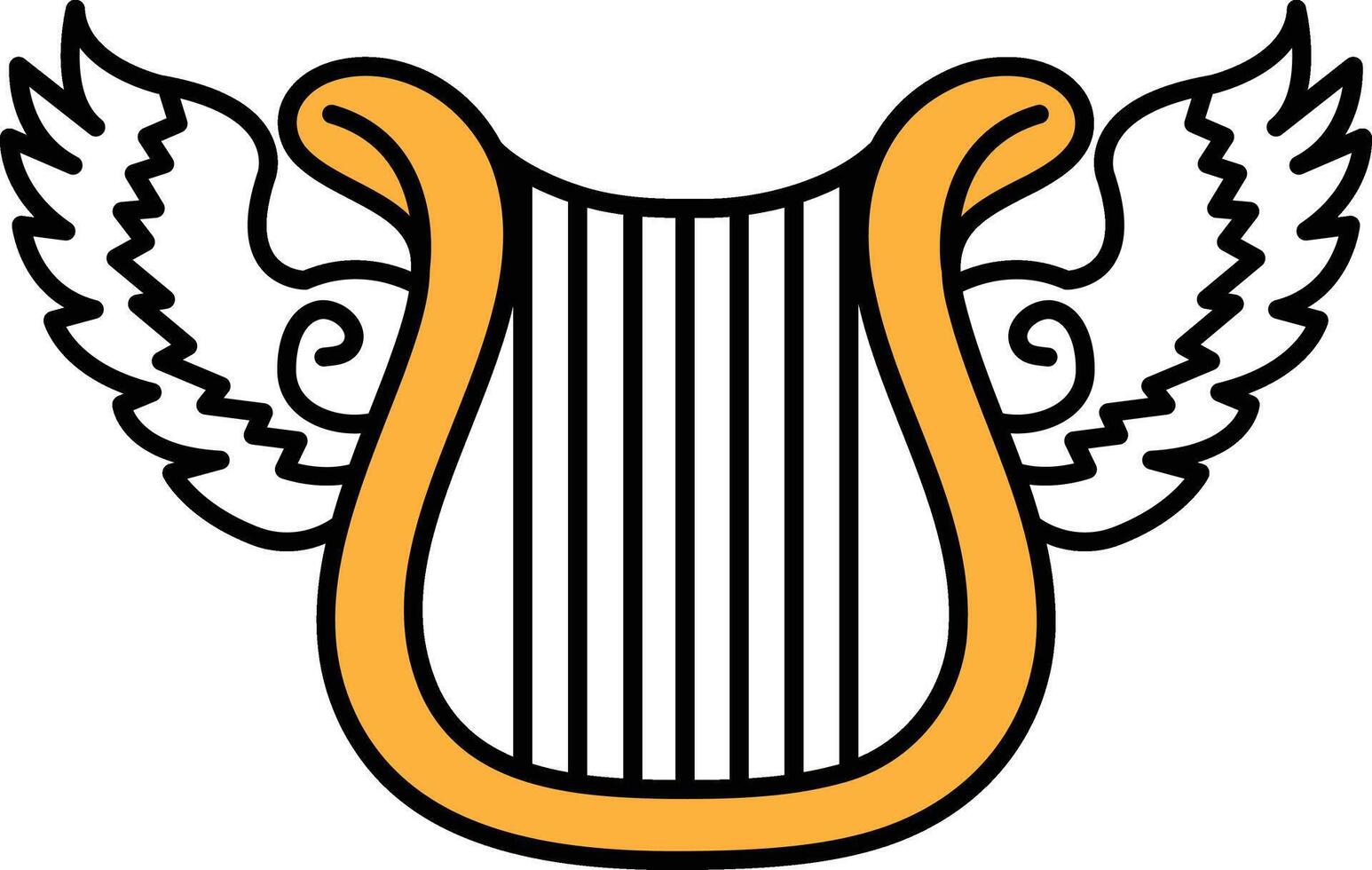 A gold and white instrument with wings on either side vector
