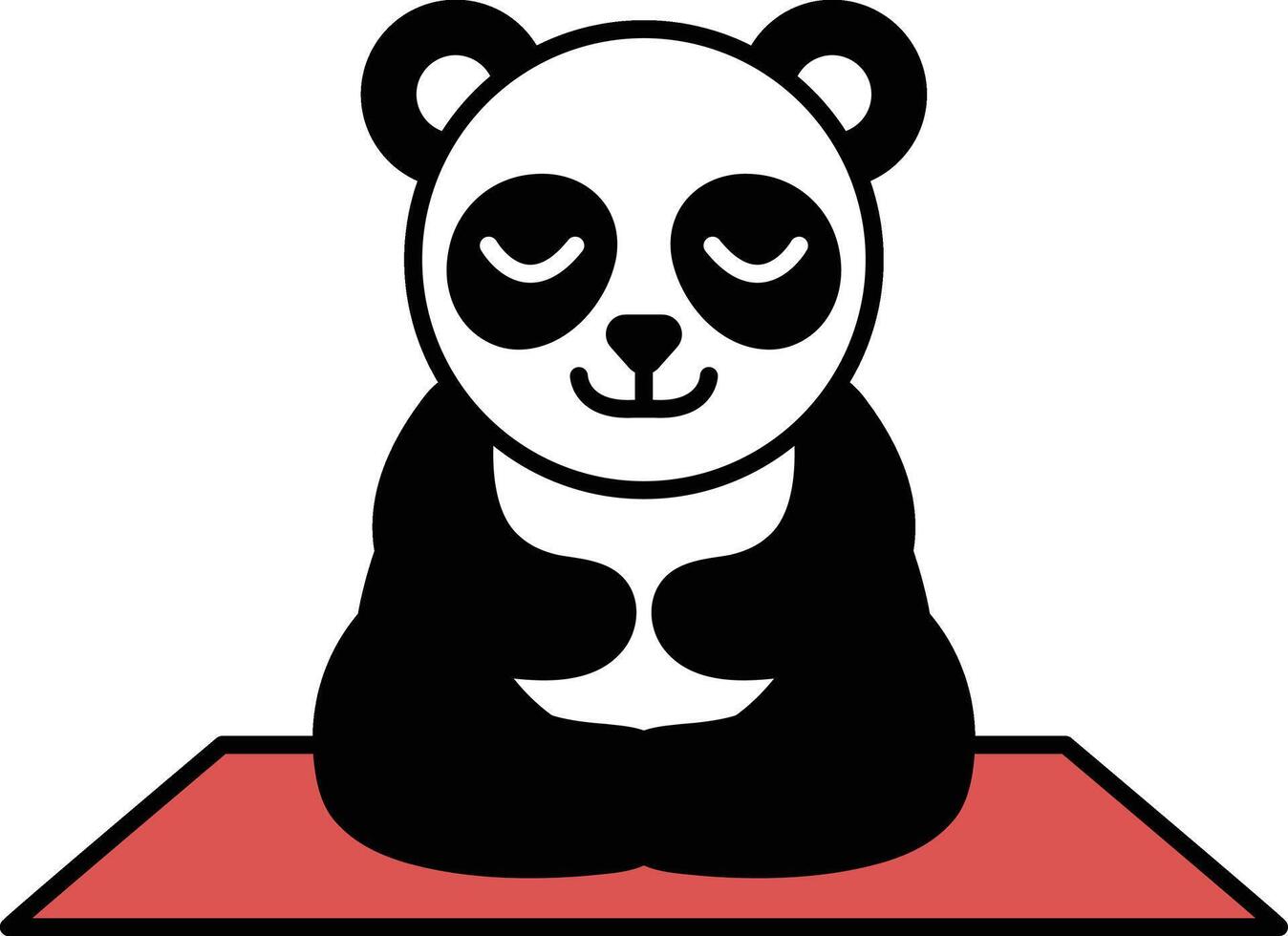 panda bear is sitting on a mat with its eyes closed vector