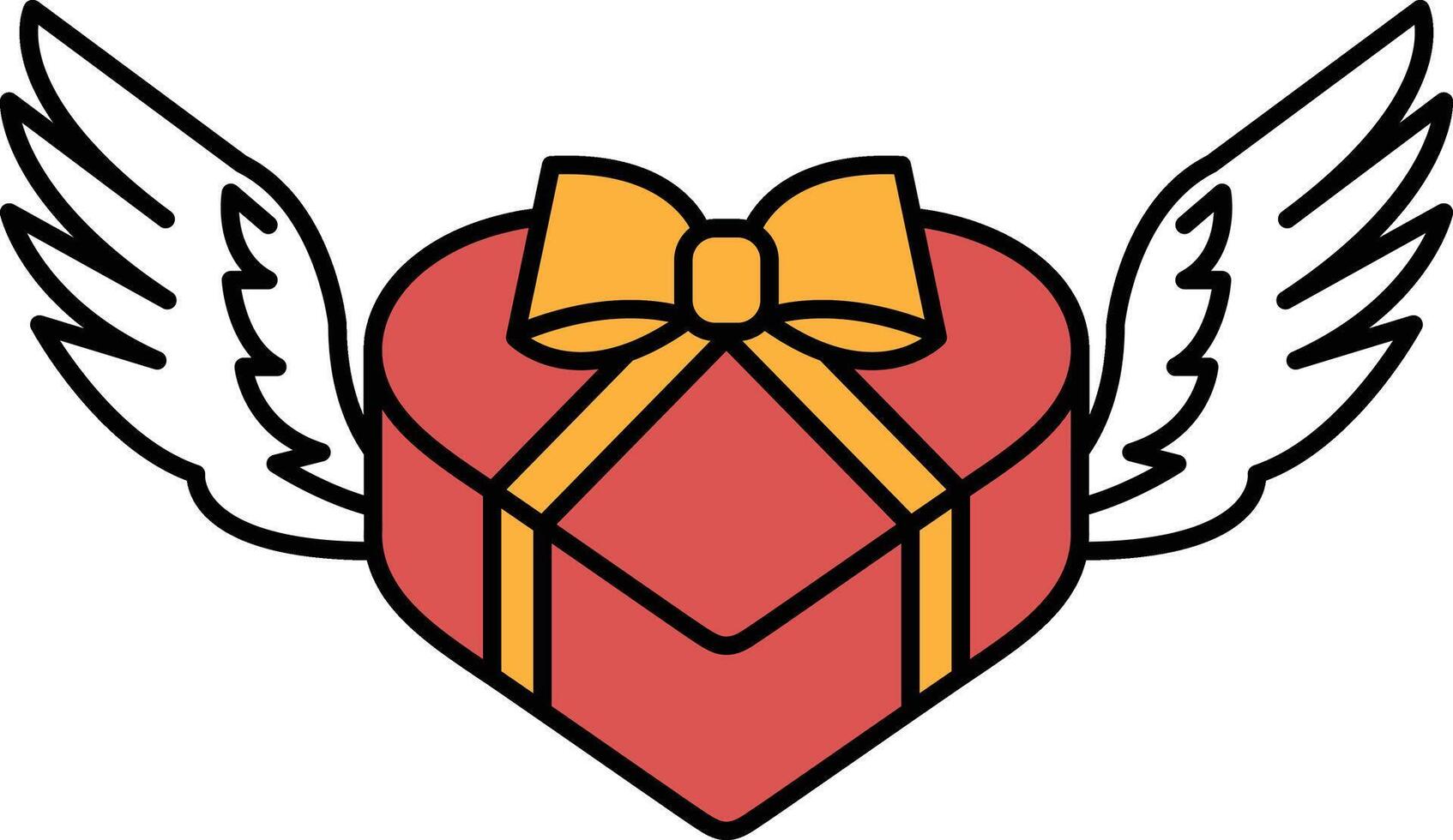 A red box with a bow on it and wings on either side vector