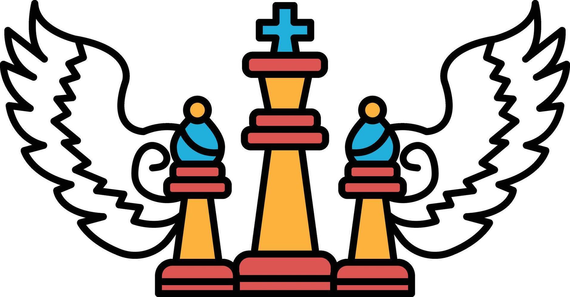A chess board with a winged cross on top and two pieces on the bottom vector
