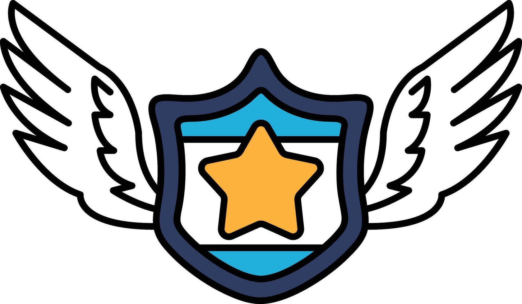 A shield with a star and wings vector