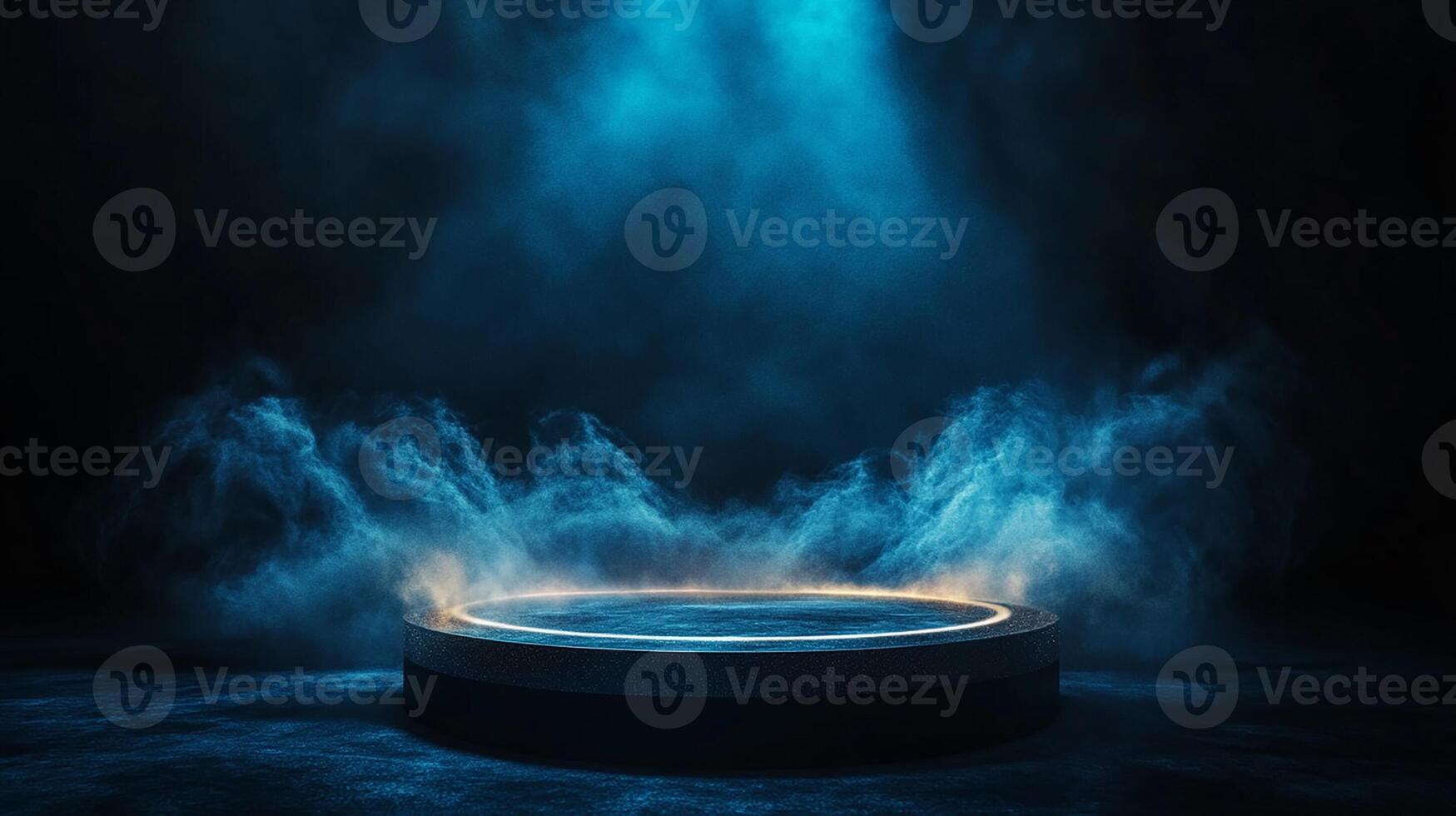Glowing Futuristic Platform with Fog and Dramatic Lighting photo