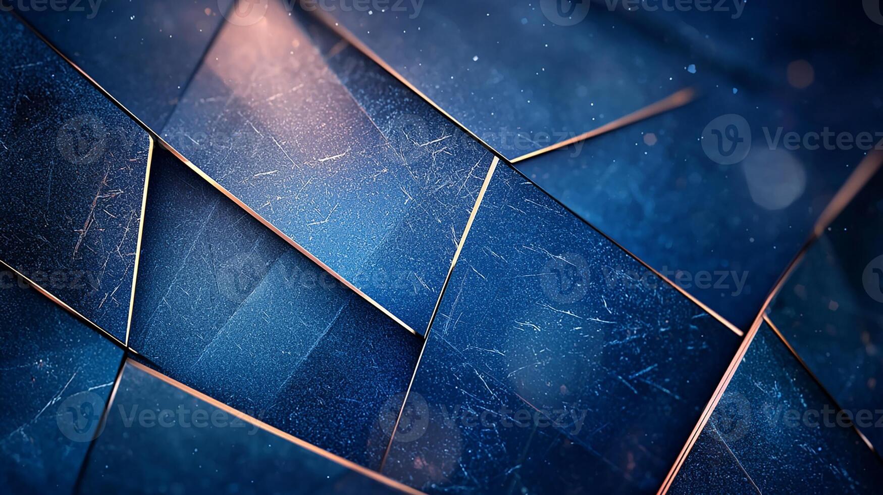 Abstract Blue and Gold Geometric Metallic Texture Background photo