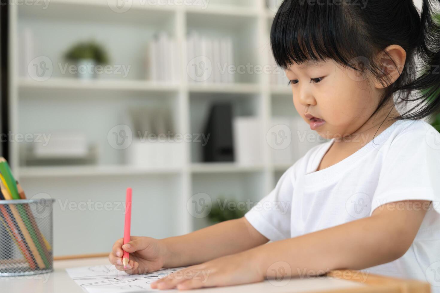 children learning and enjoy paint. family is happy and excited in the house. Mother and daughter having fun spending time together. Holiday, Activity, Executive Function, IQ, EQ photo