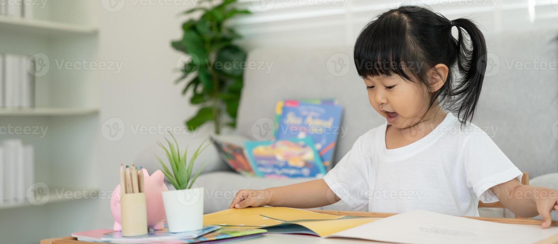 children relax read book at home. daughter and reading a story. learn development, childcare, laughing, education, storytelling, practice, imagine, reduce addiction mobile phone photo
