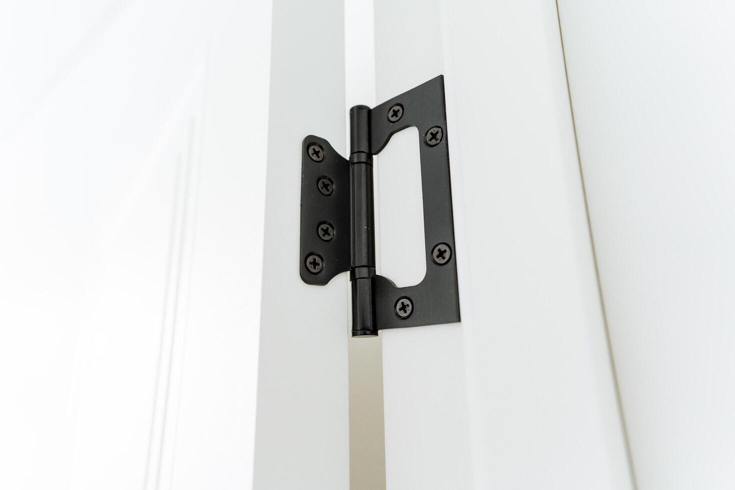 close up of black door hinge photo