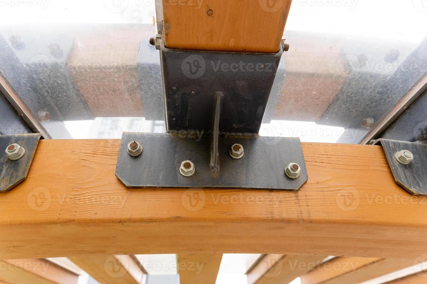 A close up of the underside of a wooden structure photo