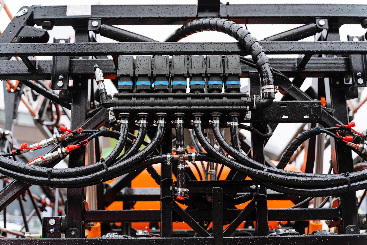 A close up of a large machine with a lot of wires photo