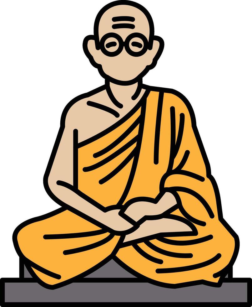 A man in a robe sits cross legged on a stone slab vector