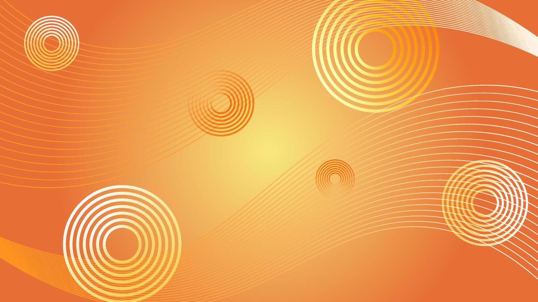 orange and white gradient abstract minimalist background with circular line and wavy line patterns. vector