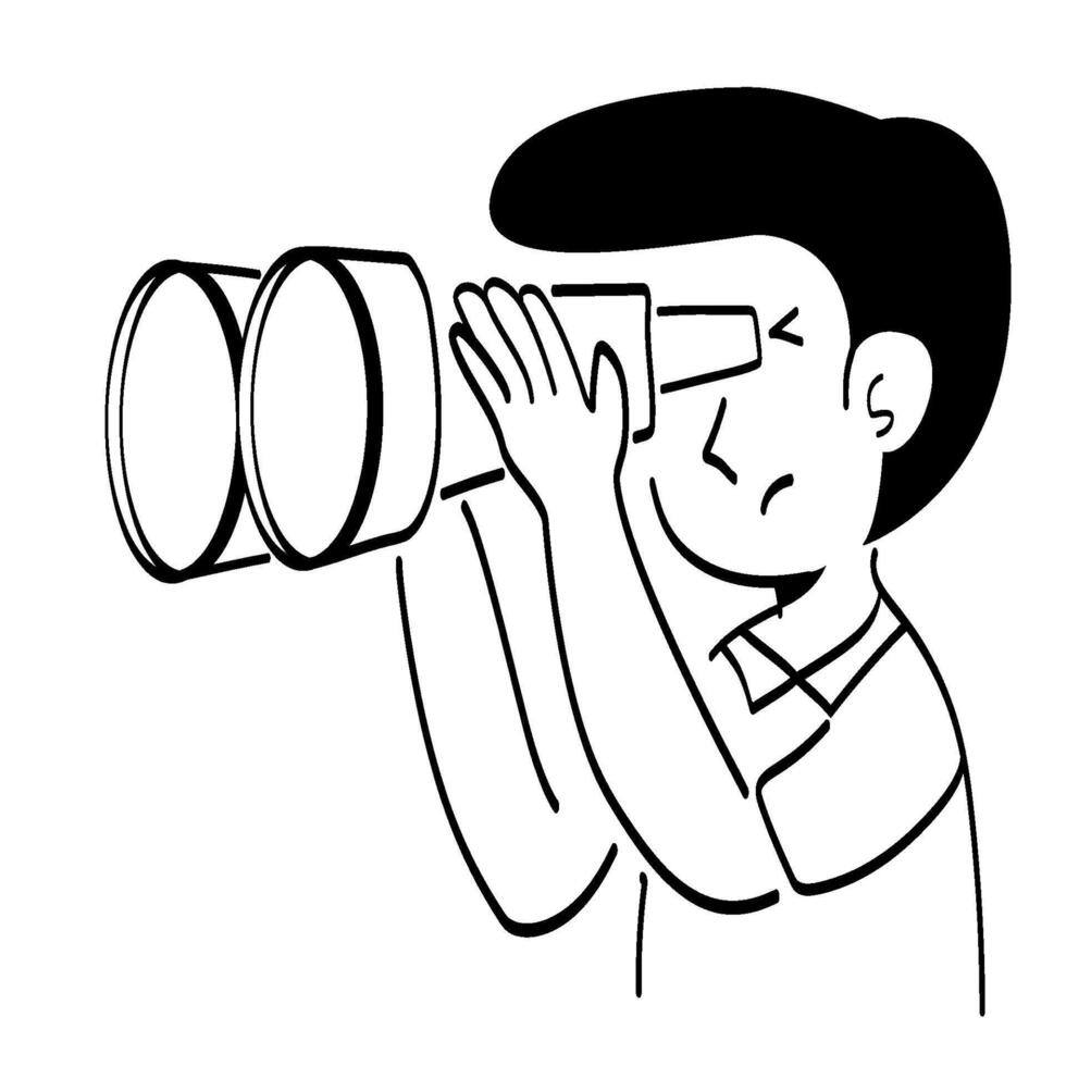 A man looking through binoculars vector