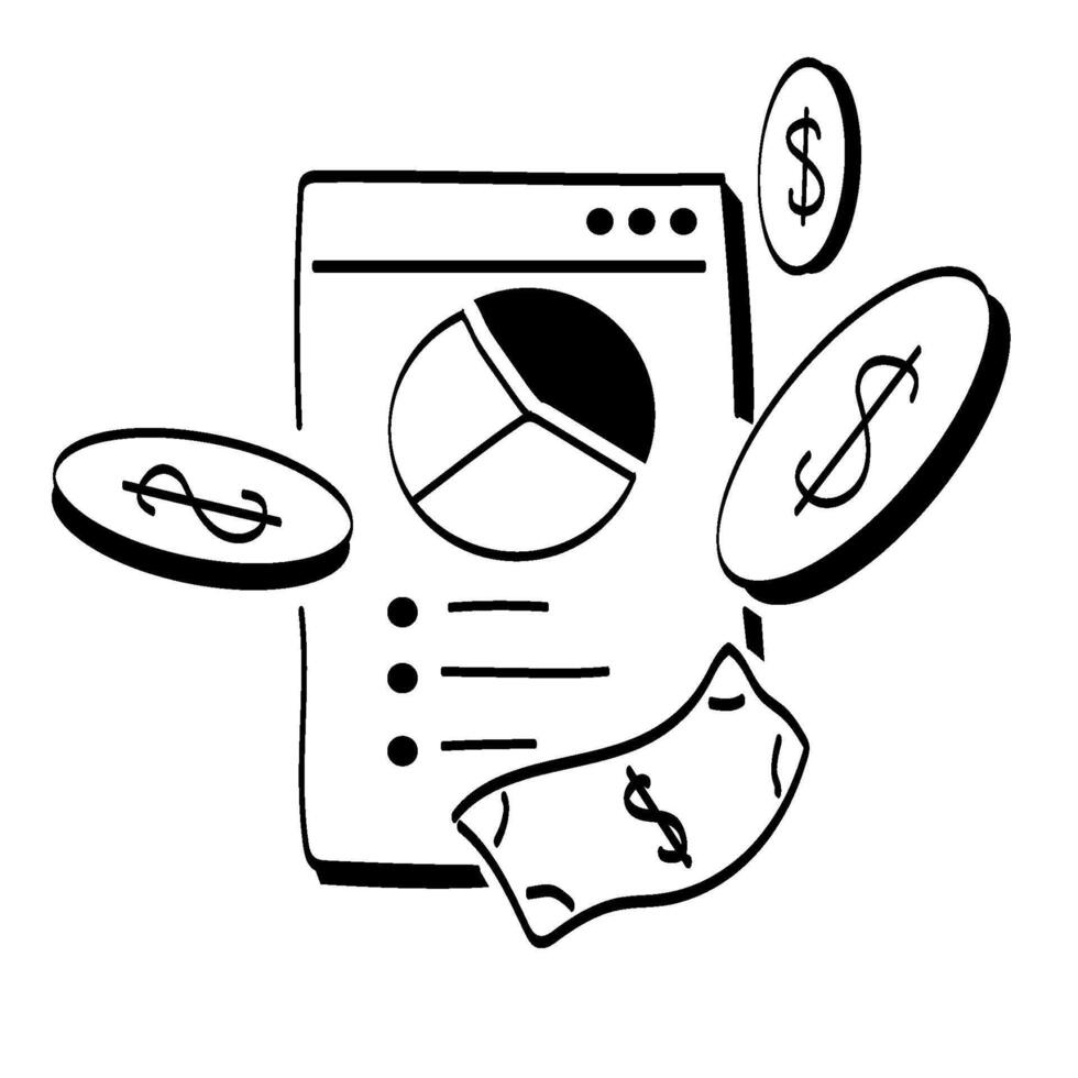 an dashboard window that show some coin and money vector