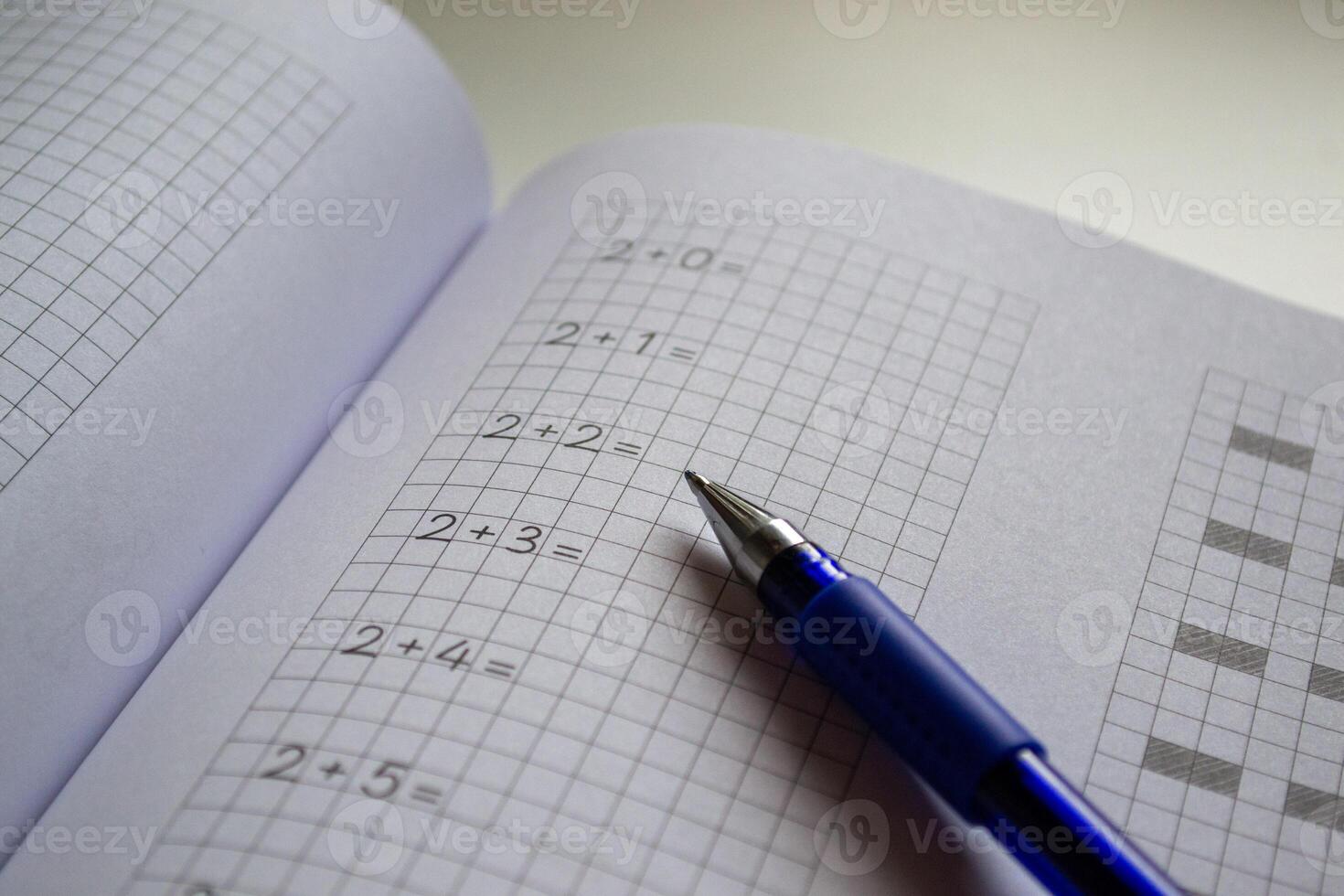 Back to school, learning to count and write numbers correctly photo