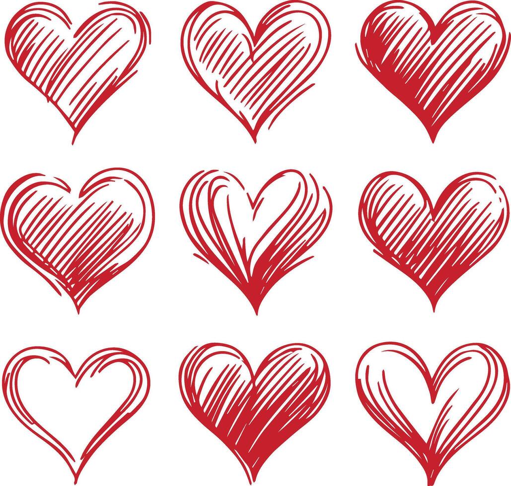 red hearts sets illustration vector