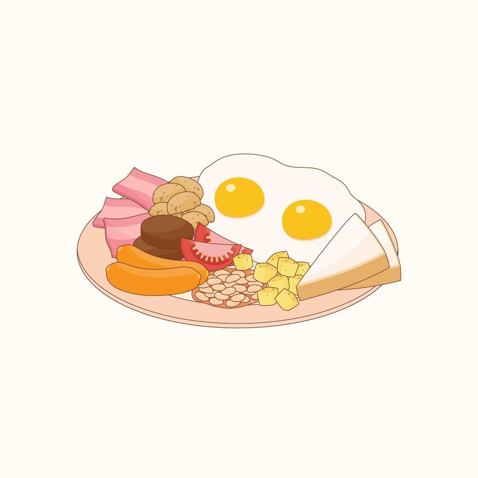 full english breakfast meal vector