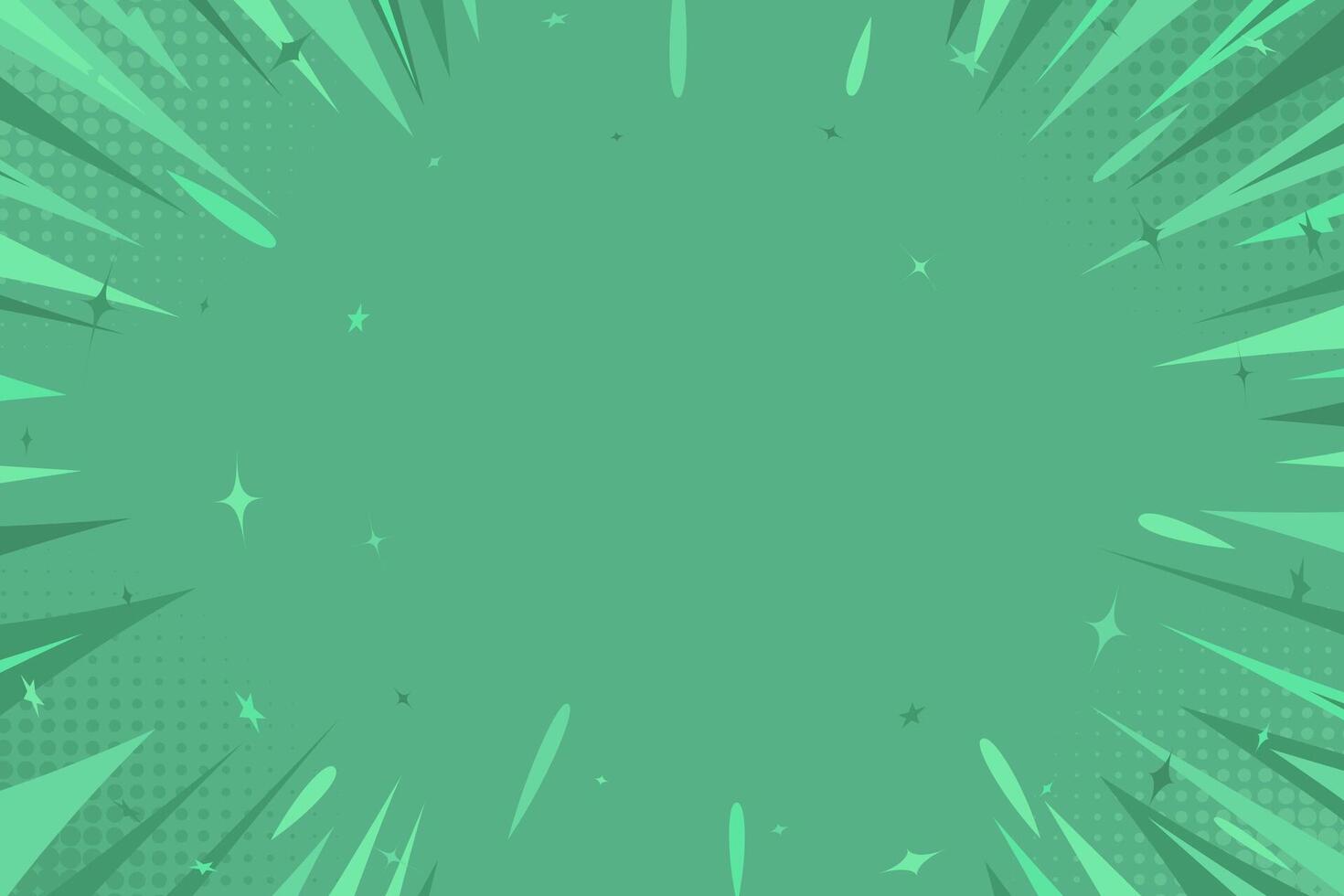Retro green comic book background. Modern creative pop art halftone style background with stars and decorative circles vector