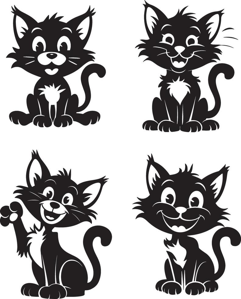 Cute Cartoon Cat Illustration Set for Kids vector