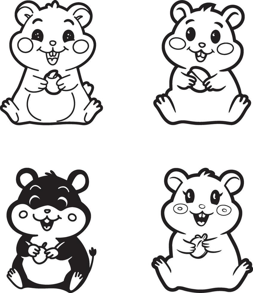 Cute Cartoon Hamster Illustration Set for Kids vector