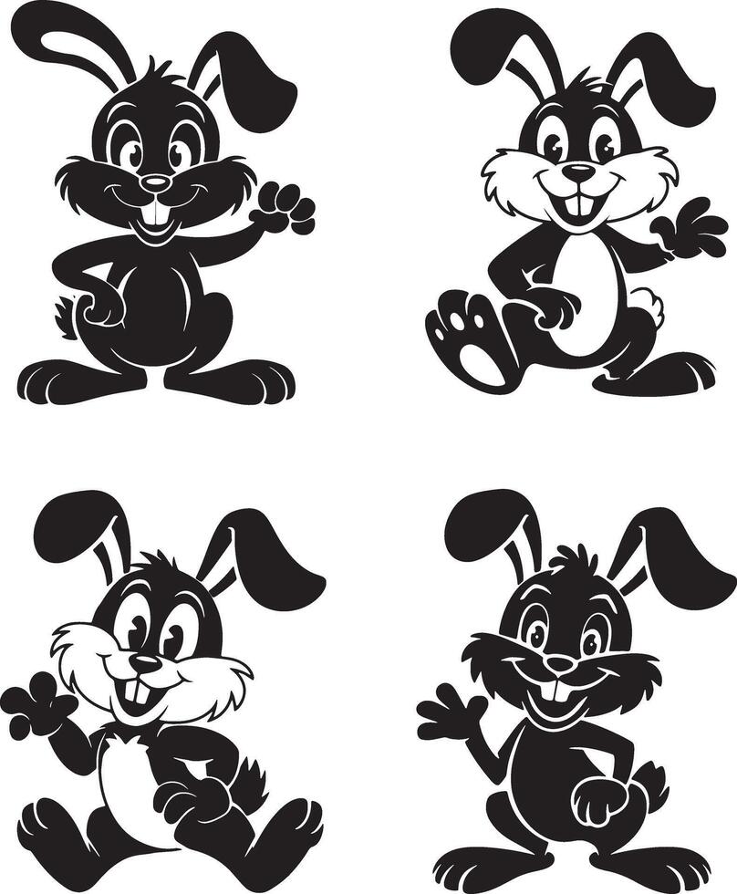 Cute Cartoon Bunny Rabbit Illustration Set for Kids vector