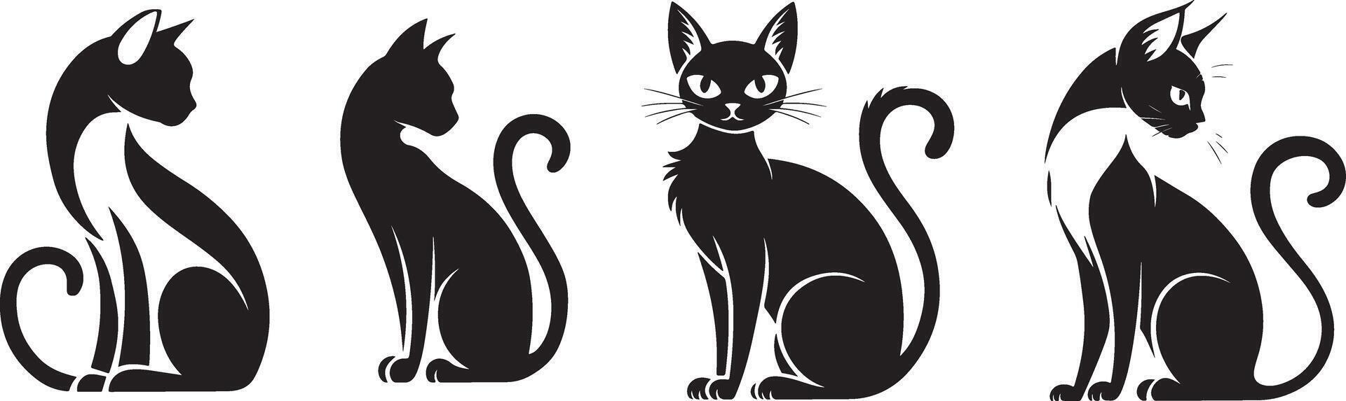 Cat Silhouette Illustration Set for Kids vector