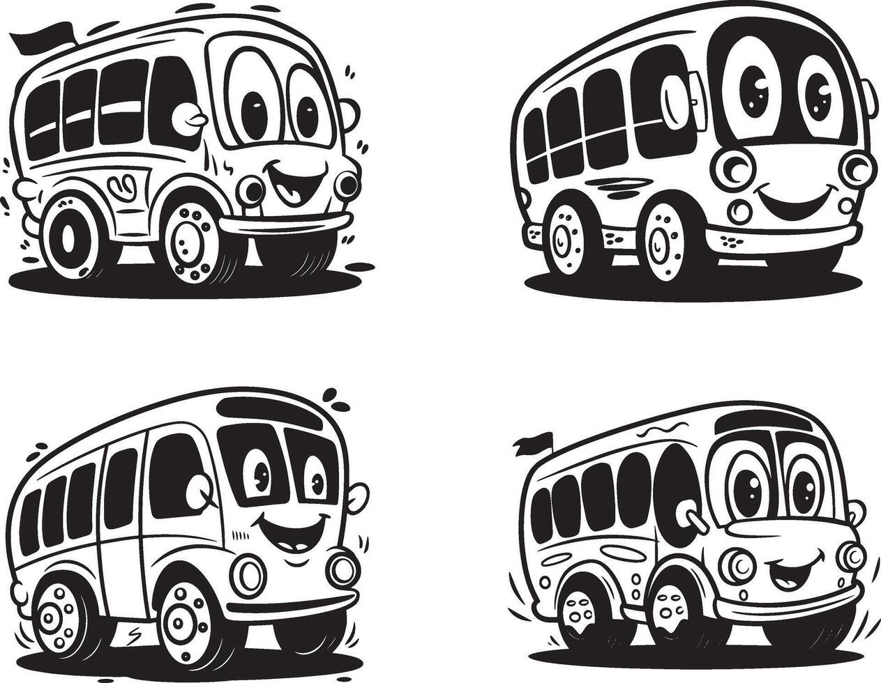 Cute Cartoon Bus Illustration Set for Kids vector