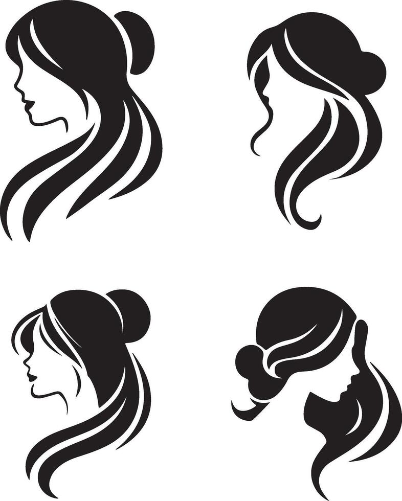 Woman Hair Icons for Beauty and Salon vector