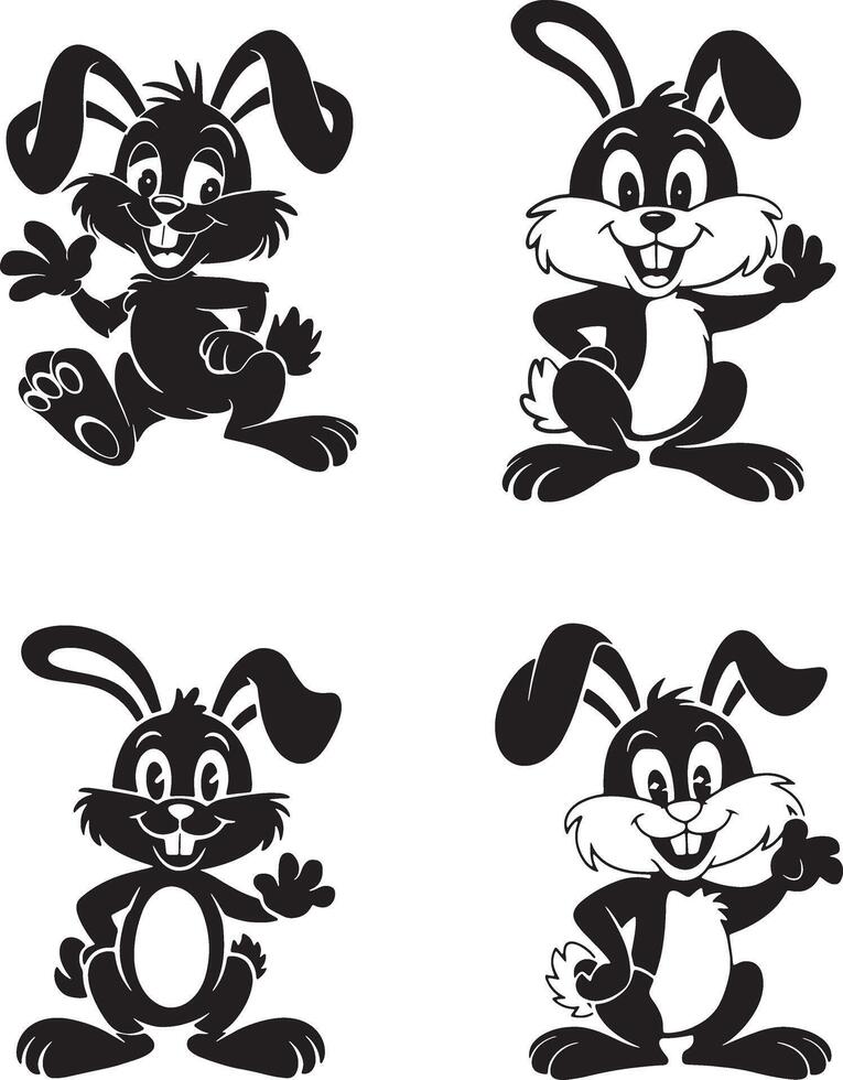 Cartoon Bunny Rabbit Illustration Set for Kids vector