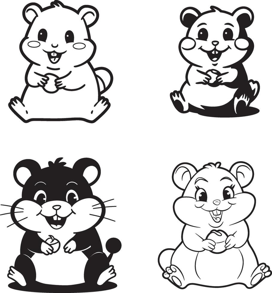 Cartoon Hamster Illustration Set for Kids vector