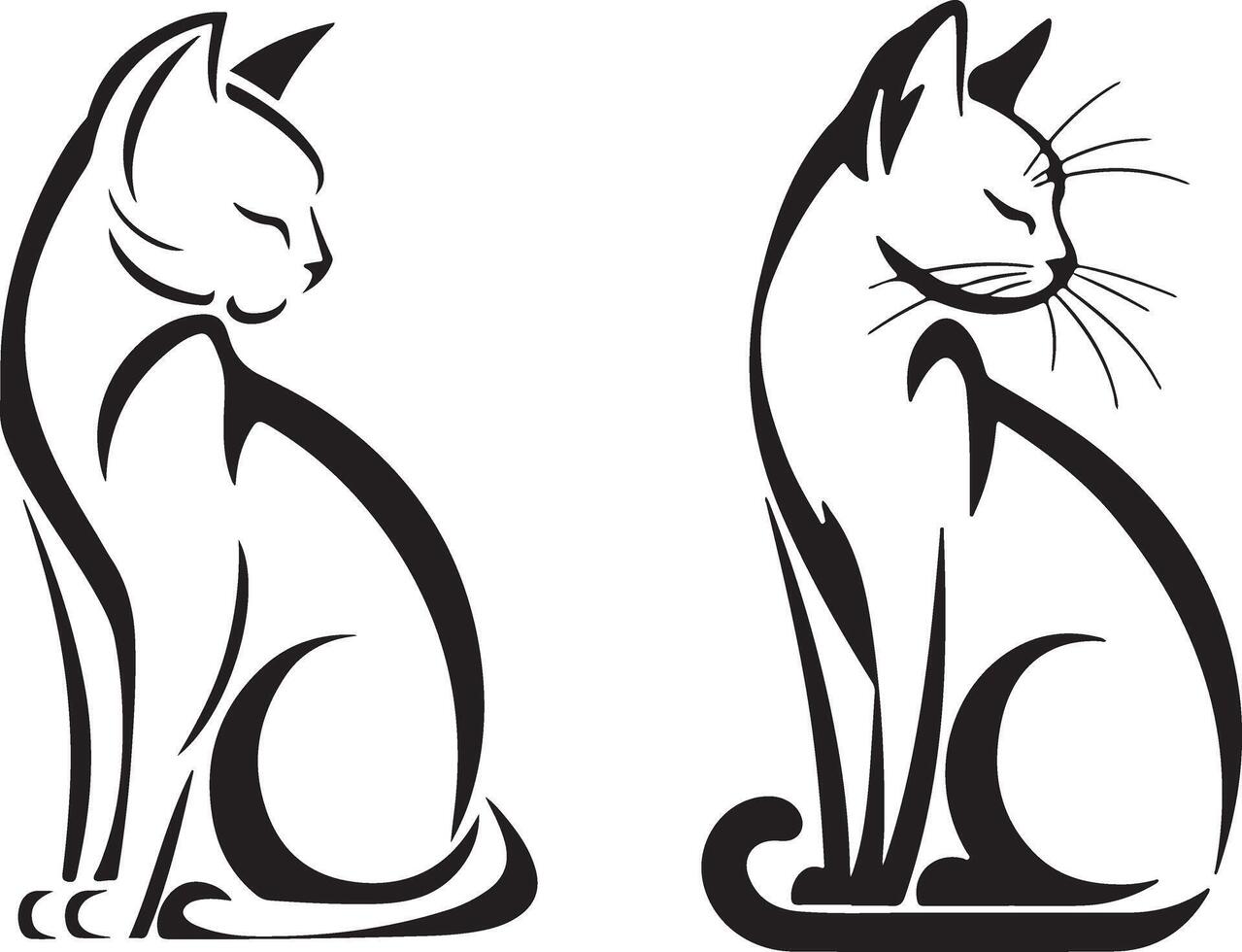 Silhouette Cat Illustration Set for Kids vector