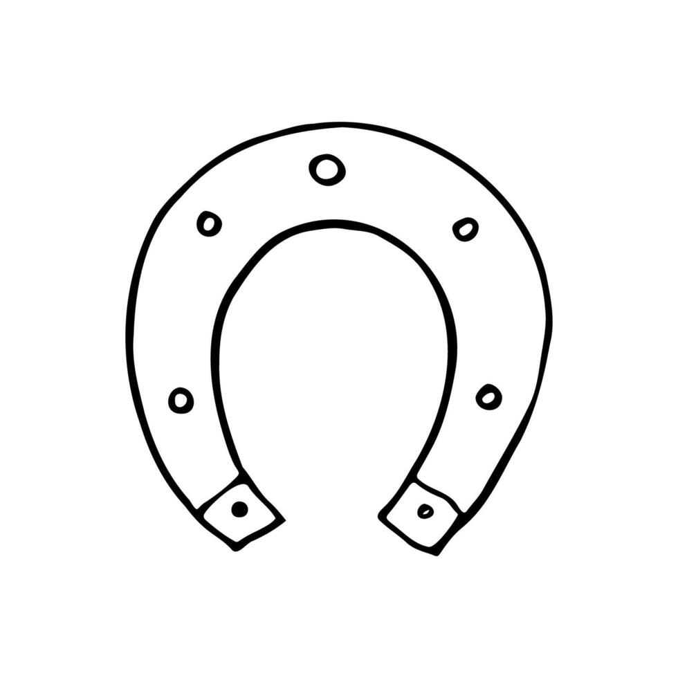 horseshoe doodle - hand drawn line art drawing vector
