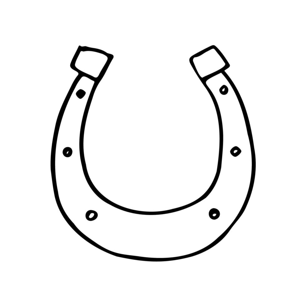 horseshoe hand drawn line art doodle drawing vector