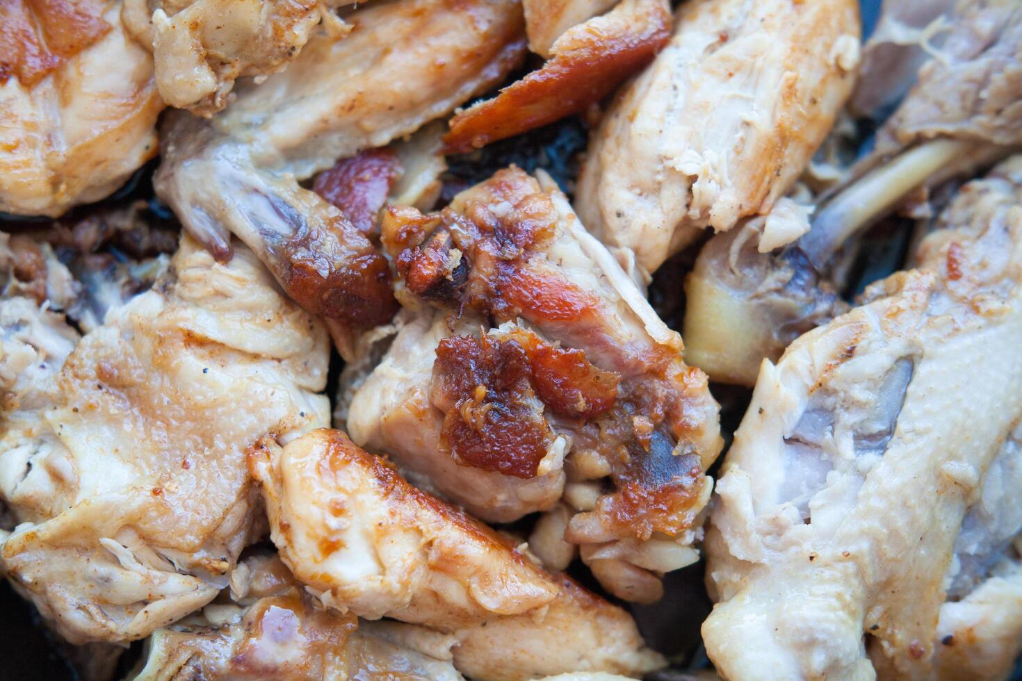 A close up of a chicken dish with some meat on it photo