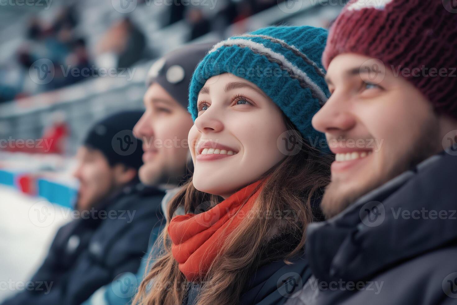 Winter sports. Fans of the hockey championship at the stadium. Winter games. photo