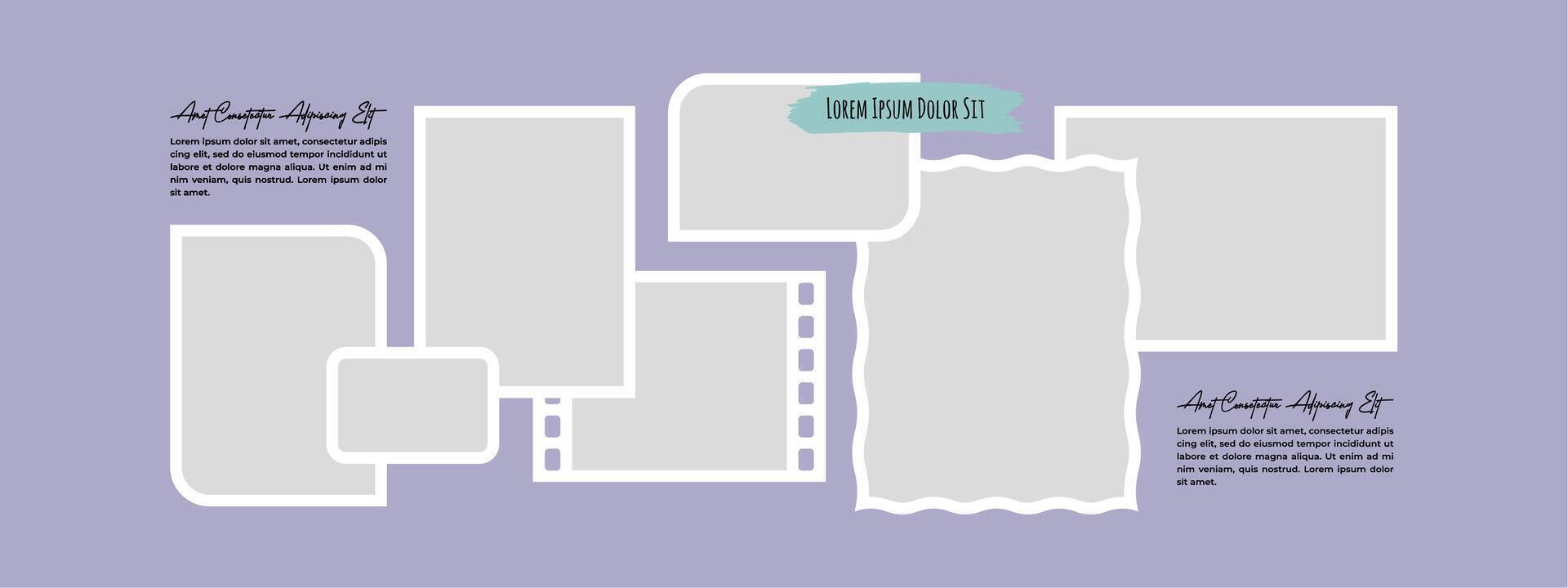 Creative photos frame collage and digital photo wall vector