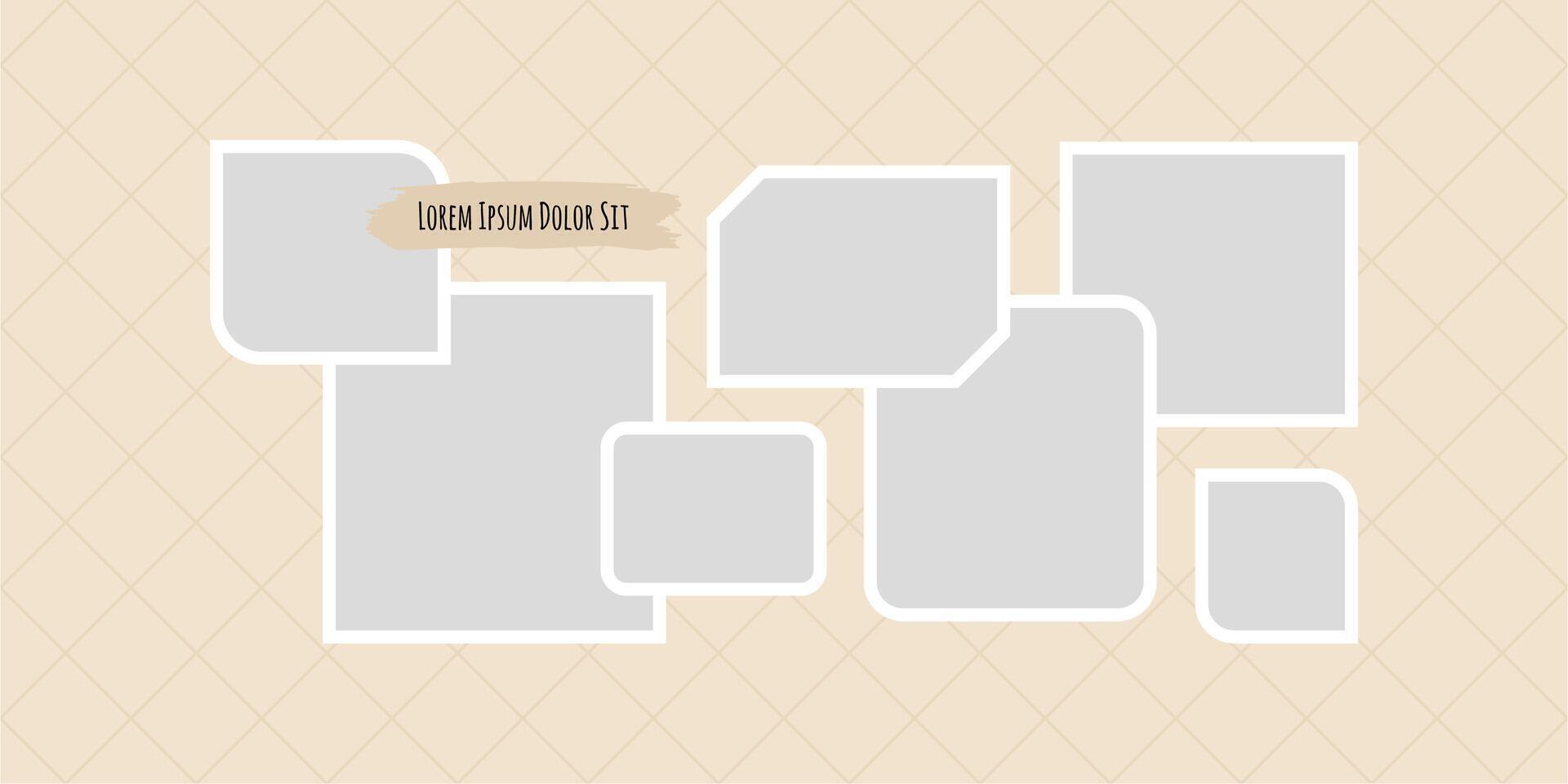 template Picture Untidy photo frame collage vector