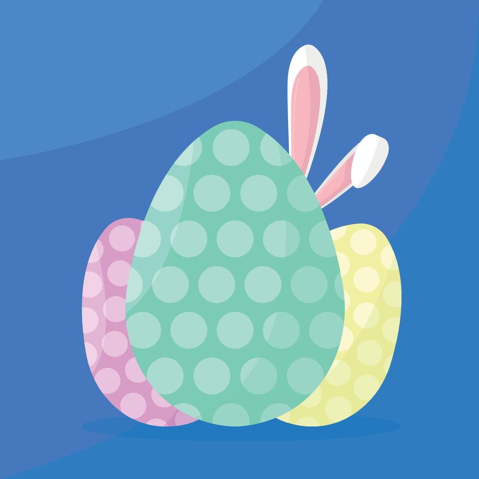 Easter eggs icon with rabbit ears on dark background. Greeting card, poster, banner. Happy Easter. vector